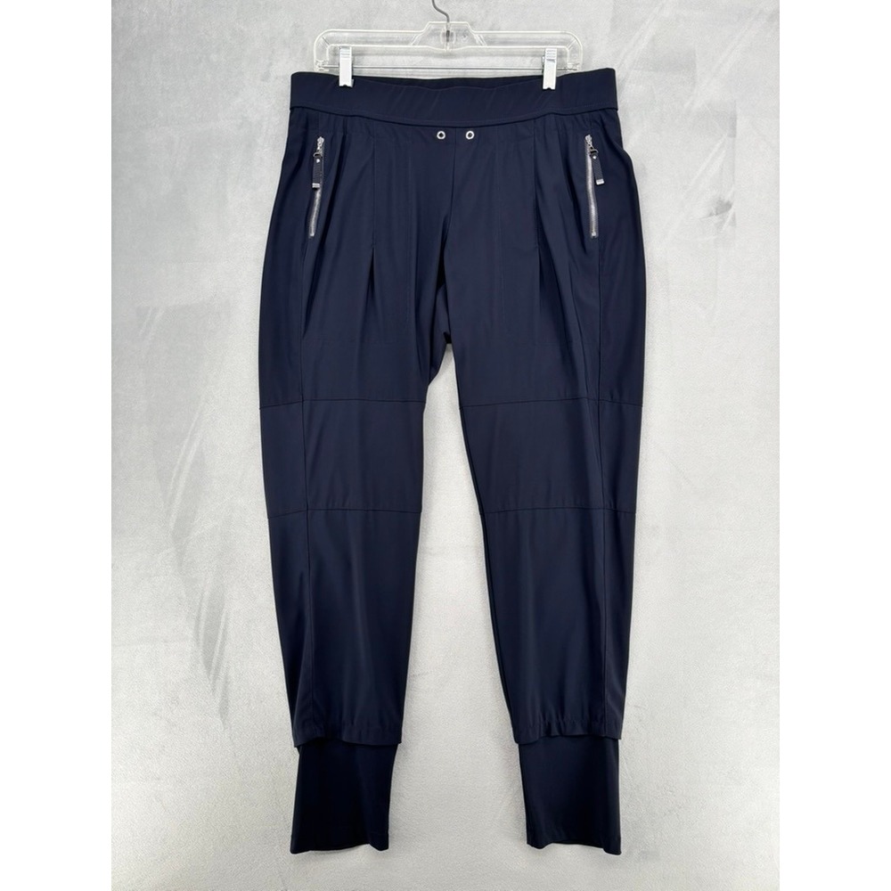 Raffaello Rossi Candy Joggers Navy Blue Elastic Waist Zip Pocket Pants Size 42